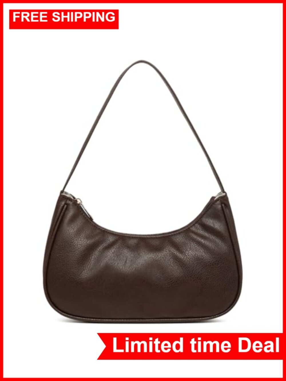 Vegan Leather Hobo Sling Tote Handbag Retro Clutch Purse with Zipper Closure